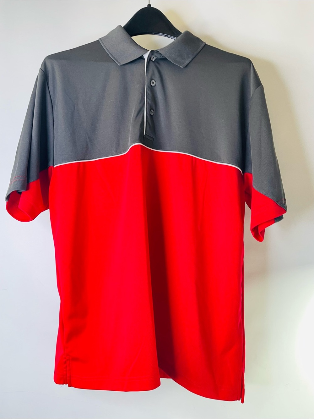 PGA Tour Grey and Red Colorblock Polo